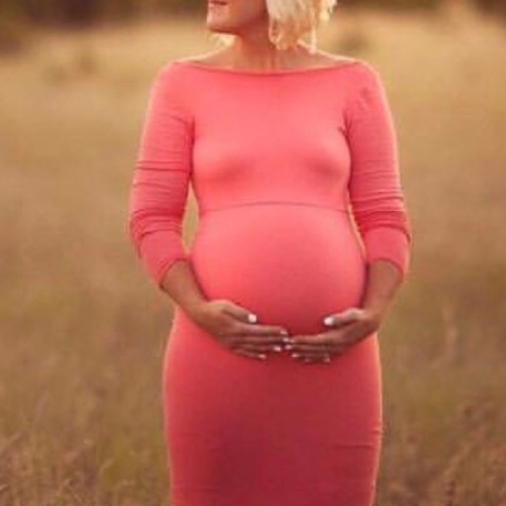 Coral maternity gown